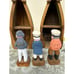 Vintage Two Canoes and Three Hand Carved Fisherman