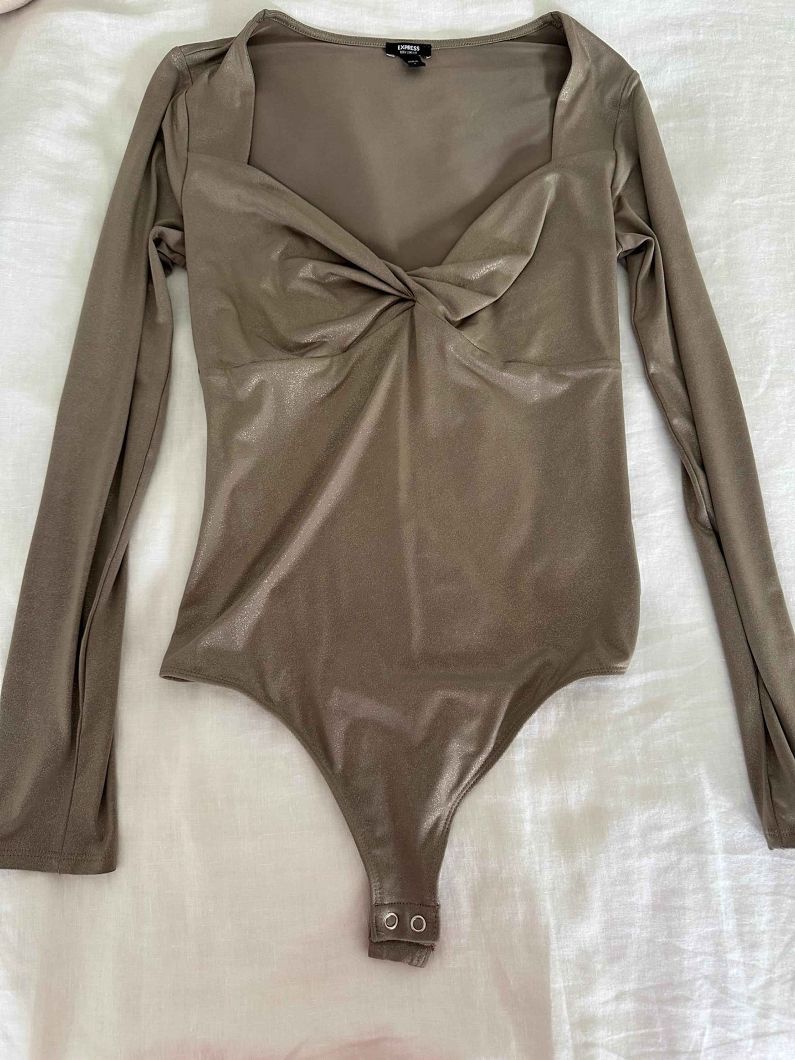 Women’s body contour bronze bodysuit by Express
