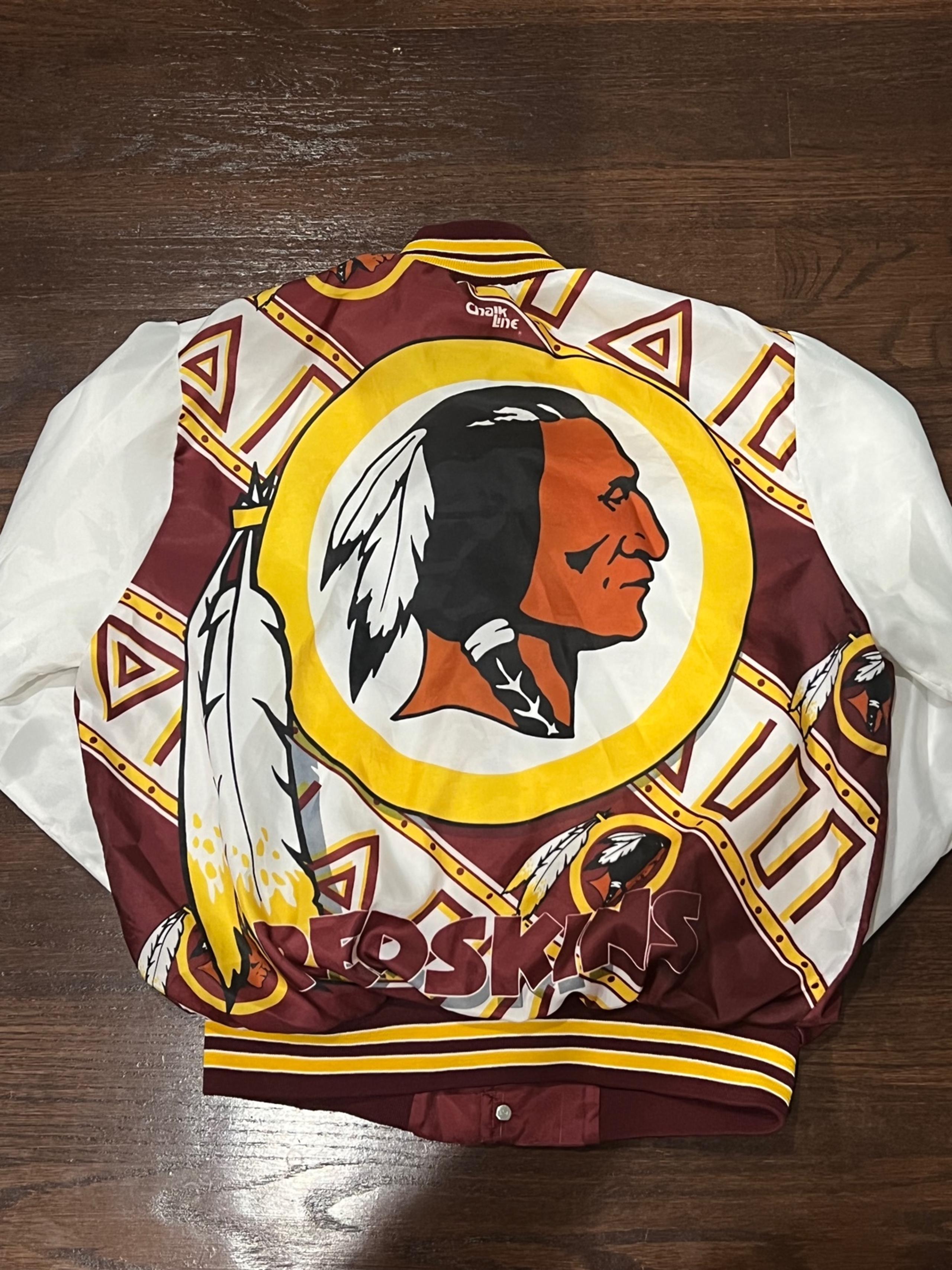 Vtg 90s Rare NFL Washington Redskins Chalk Line Fanimation Jacket. Mens Large