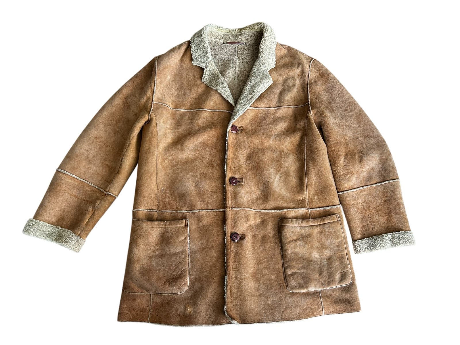 Vintage Barney’s New York Shearling Sheepskin Made In Italy Coat Jacket XXL. Som