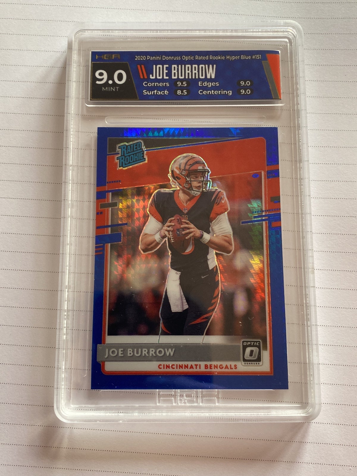 Joe Burrow Rookie Hyper Blue HGA Mint 9