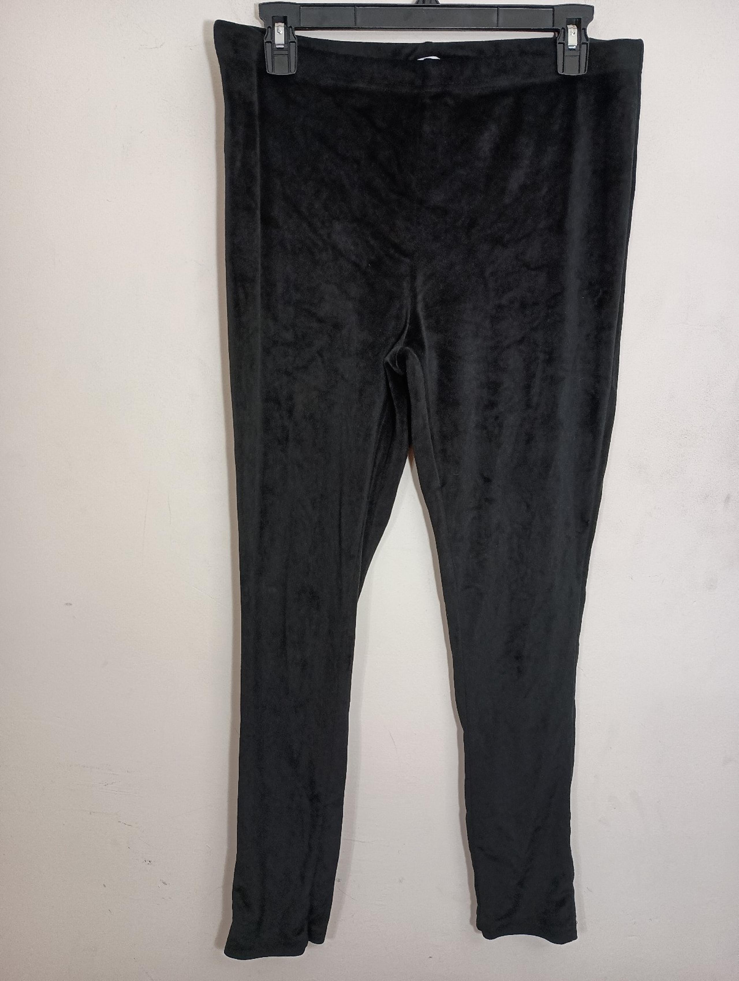 Fashion Nova Women's Size Large Black Velvet Velour Leggings