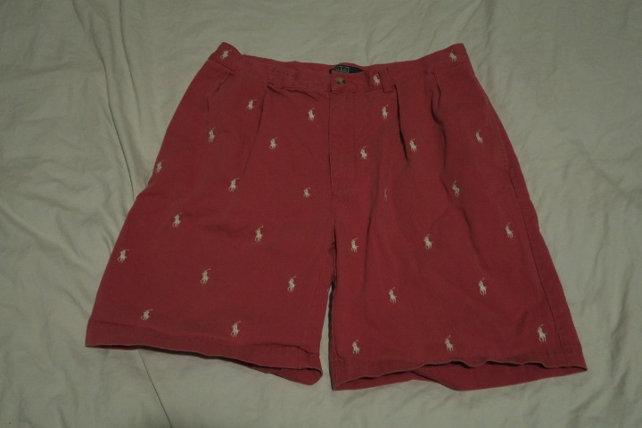 Polo Ralph Lauren Salmon Red White All Over Pony Pleated Tyler Shorts Men's 35