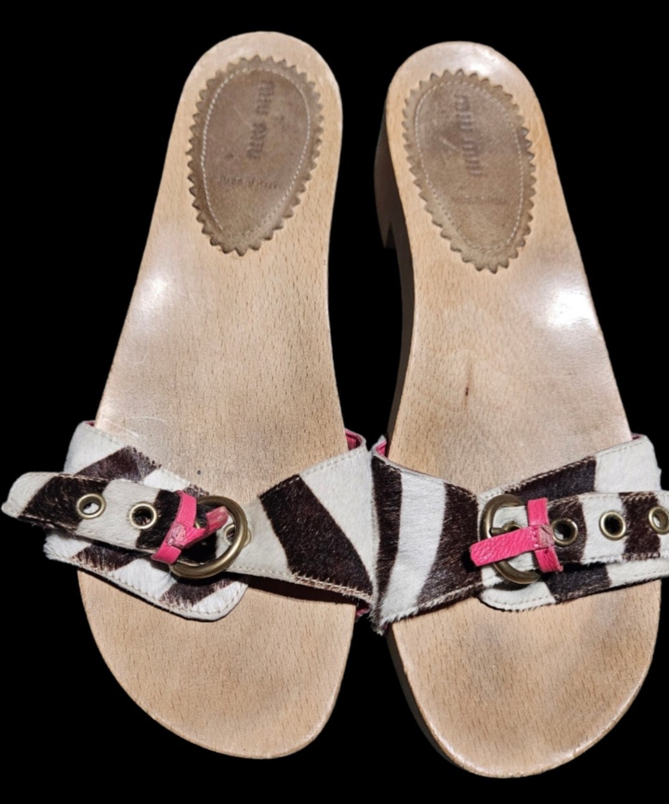 MIU MIU BY PRADA Wooden Bright Pink SANDALS