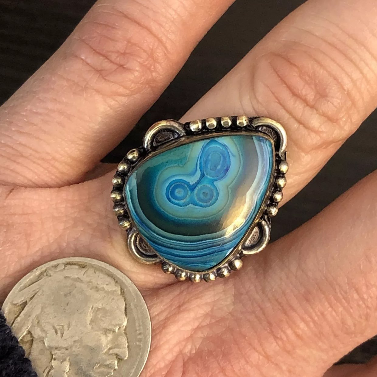 SW Vintage Blue Agate Ring