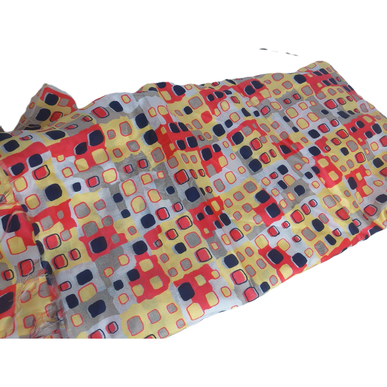 Vintage Mod Acetate Fabric Multicolor Black Yellow Red