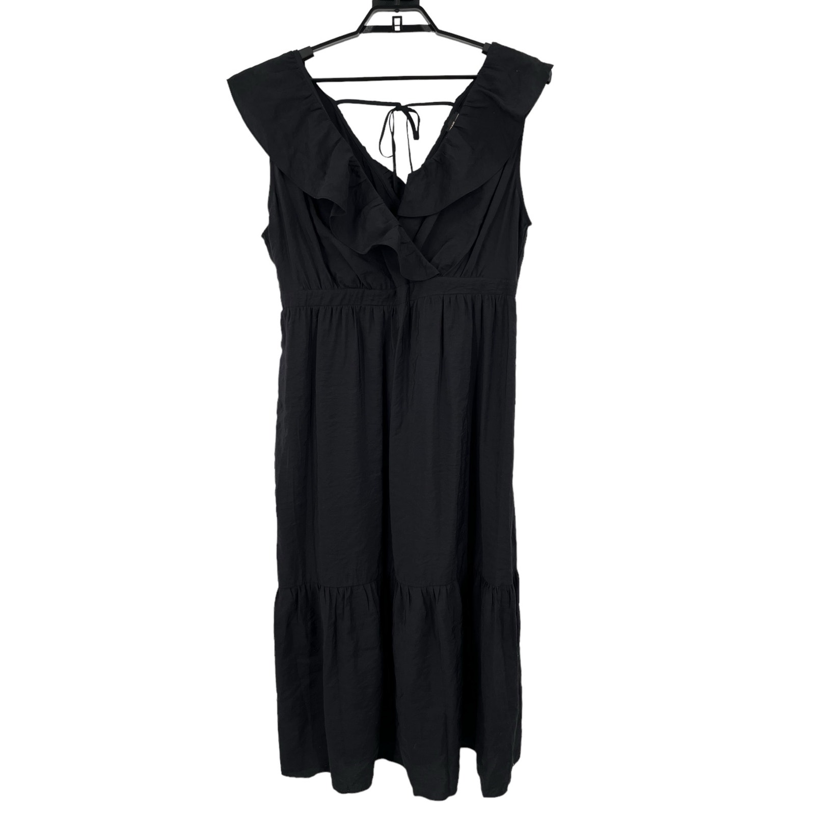River Island Plus dress ruffle smock maxi black size 20