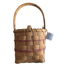Vintage Shaker BASKET Ash Splint Tall w/ Handle BASKETS-BROOKSIDE W Tag Pink