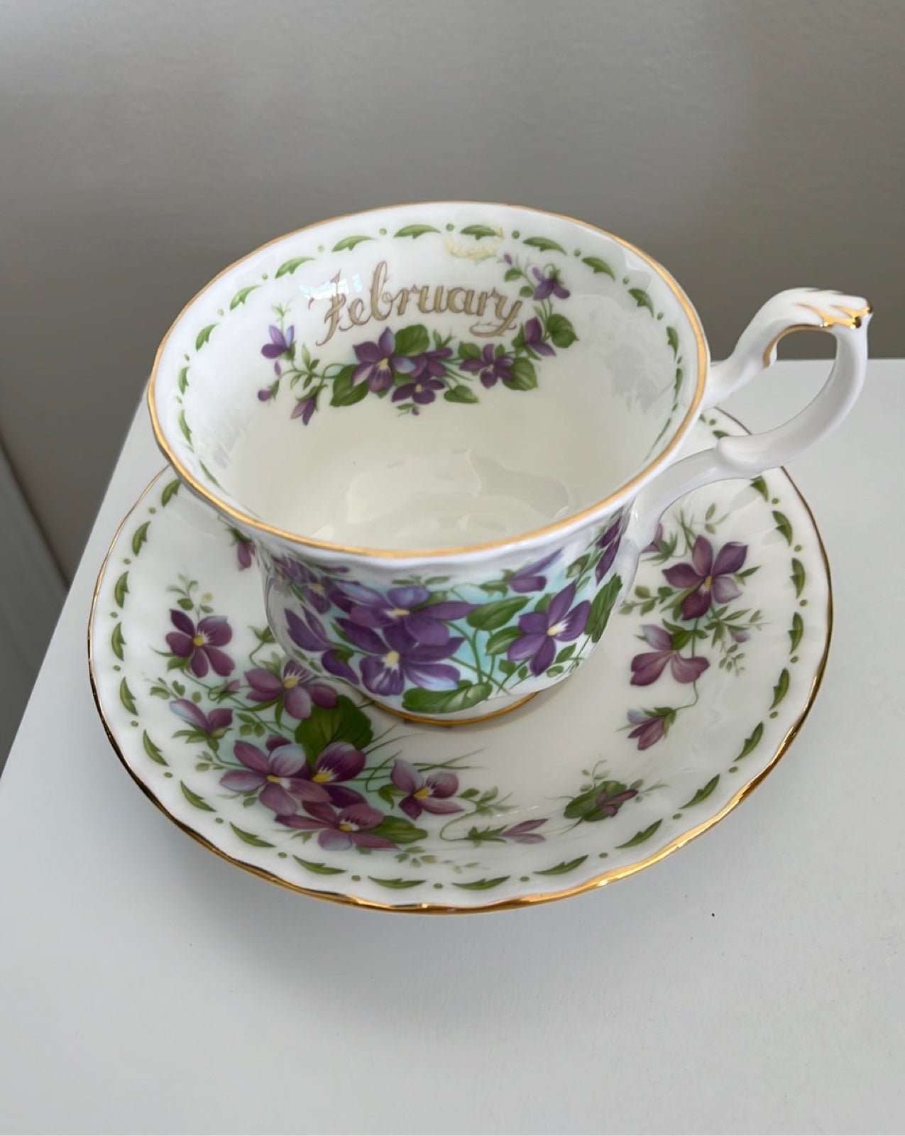 Teacup , Royal Albert, Flowers of the Month, February —Cup and Saucer
