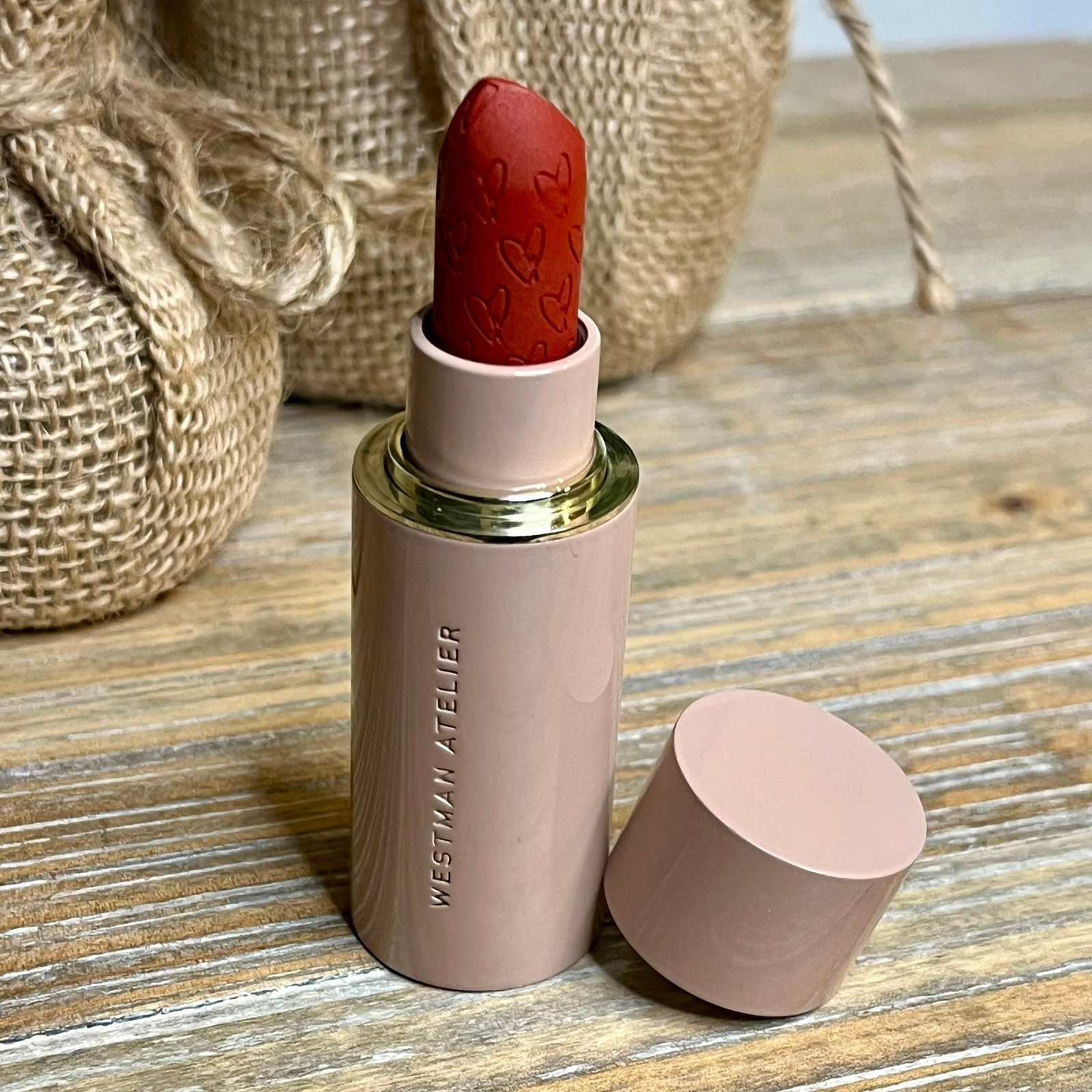 Westman Atelier Matte Suede Lipstick in Ma Biche Spanish Red. Refillable.
