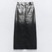 NWT ZARA LONG FOIL DENIM SKIRT BLACK
