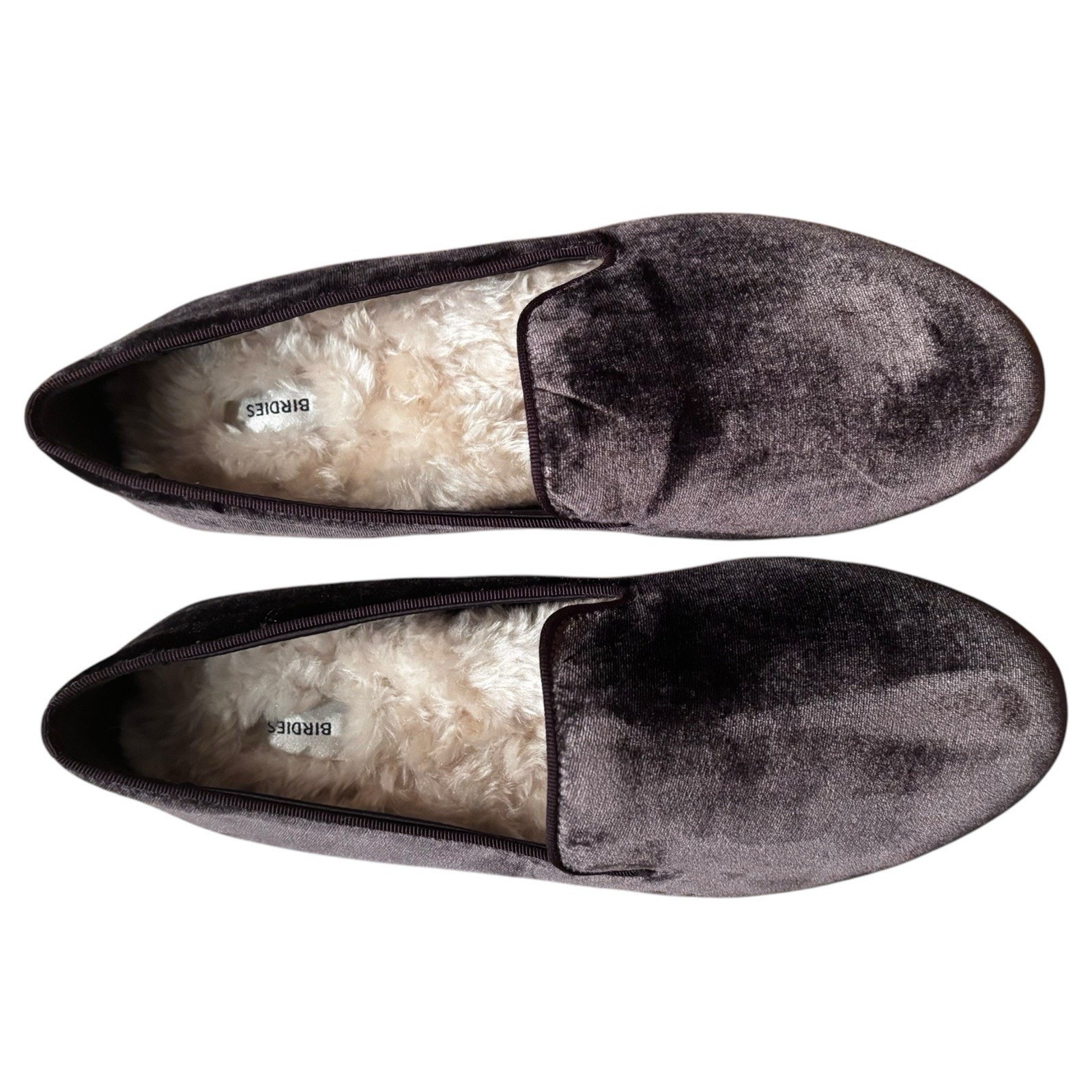 Birdies Velvet Faux Fur Lined Starling Slipper Mocha Brown Size 8