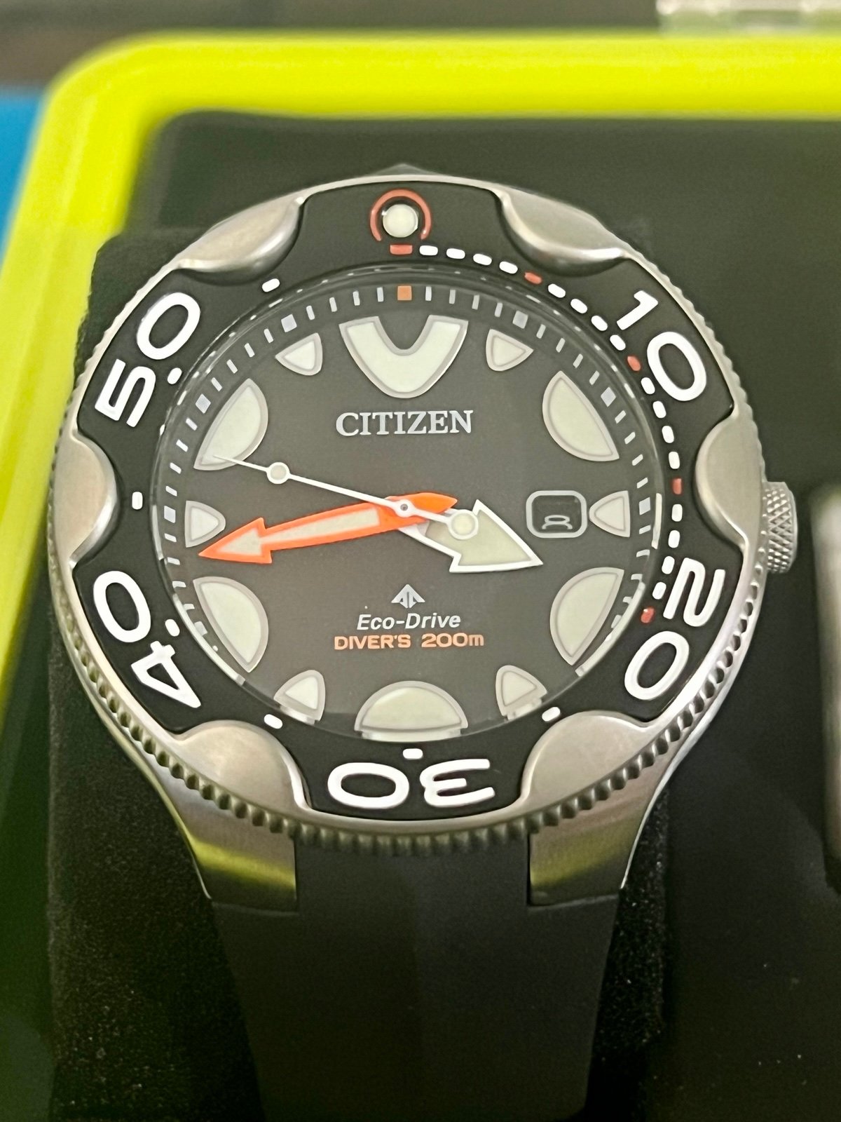 Citizen Promaster Eco-Drive Date Dive Orca Designer Sport Men's Watch.