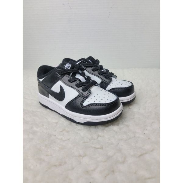 Nike Dunk Low Panda Toddler Sneaker Size 7C Black White CW1589-100 Laceless Shoe