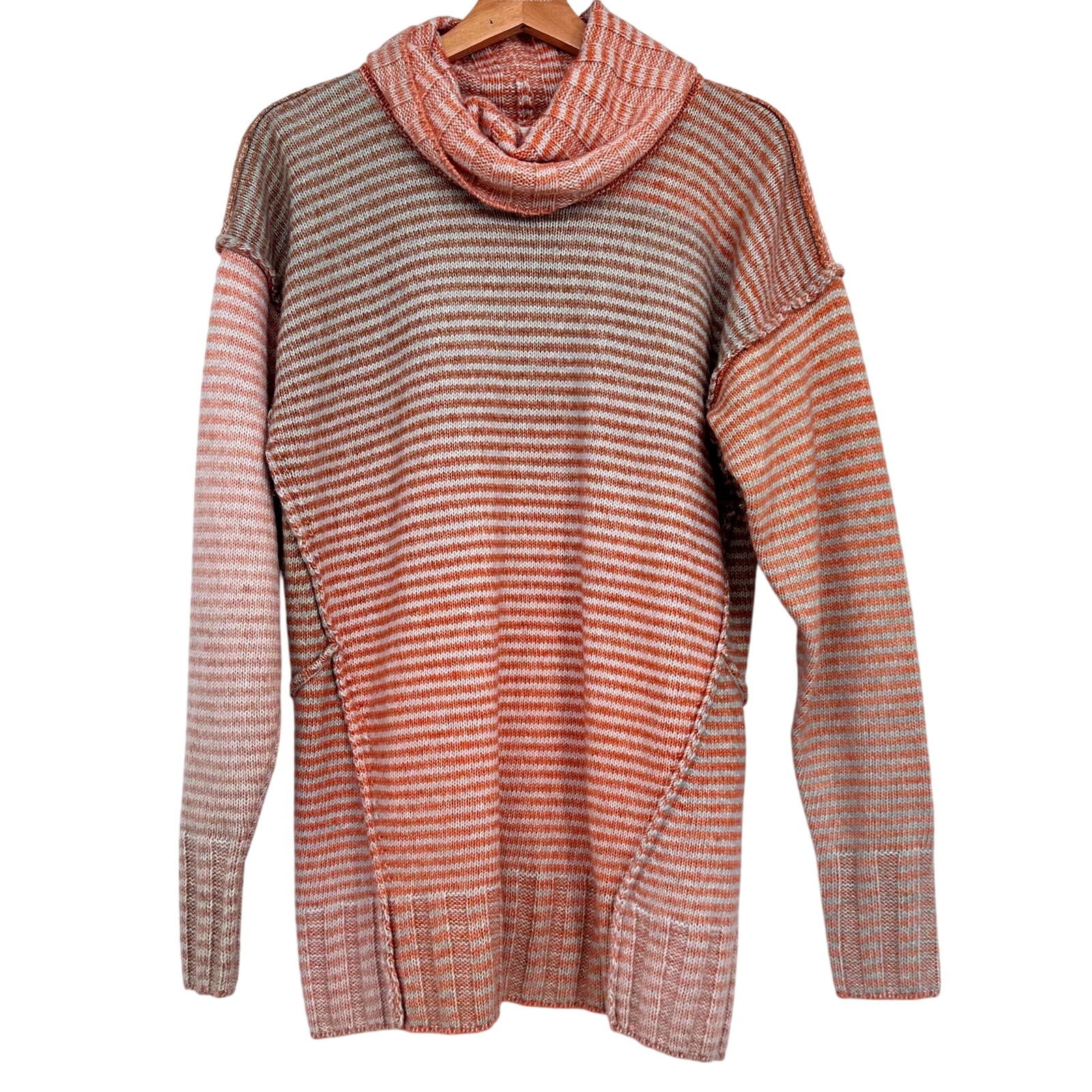 Cabi Womens Pullover Ombre Seamed Stitch Knit Turtleneck Sweater Size S Casual