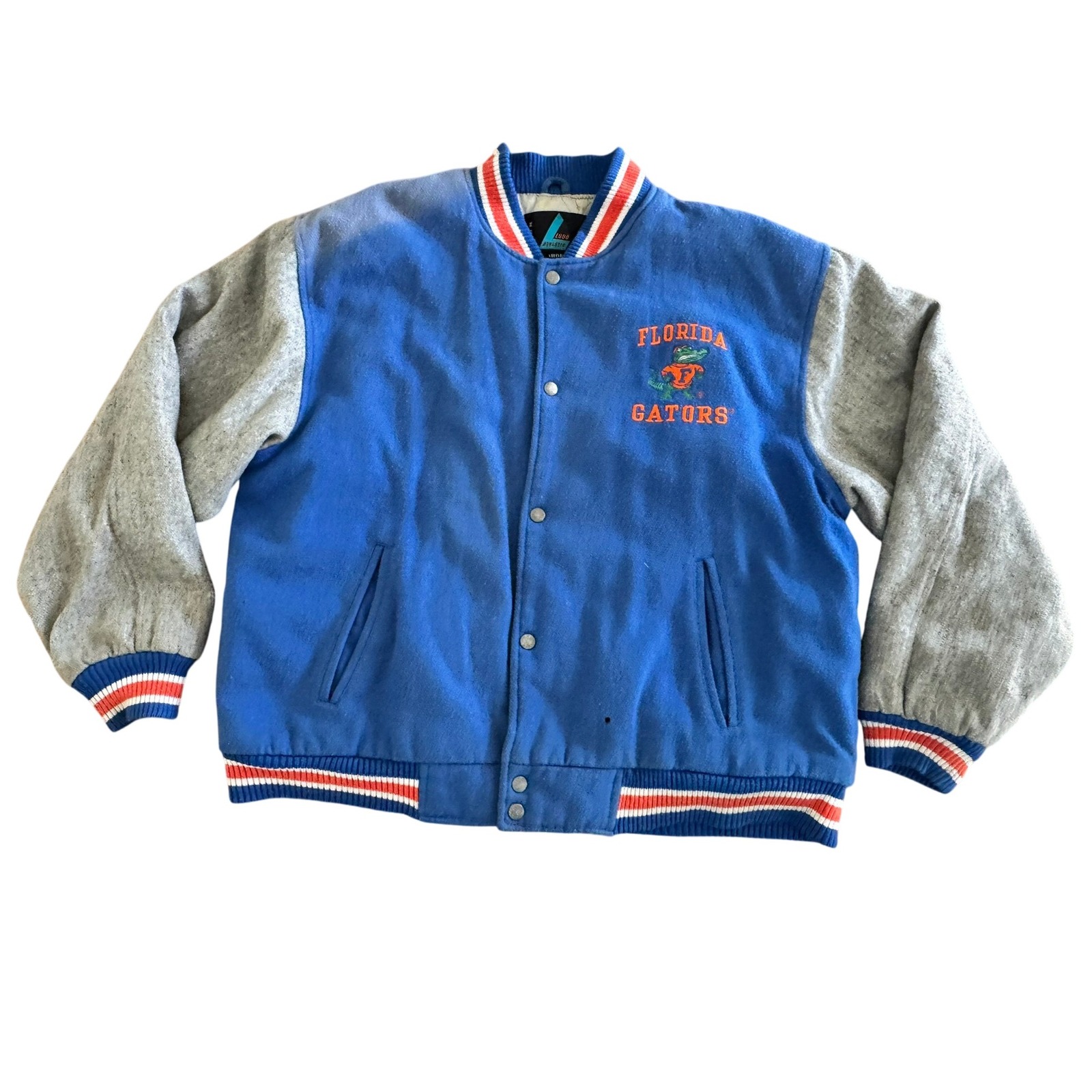 Logo 7 Athletic Florida Gators Varsity Jacket Full Snap Blue Gray Size M