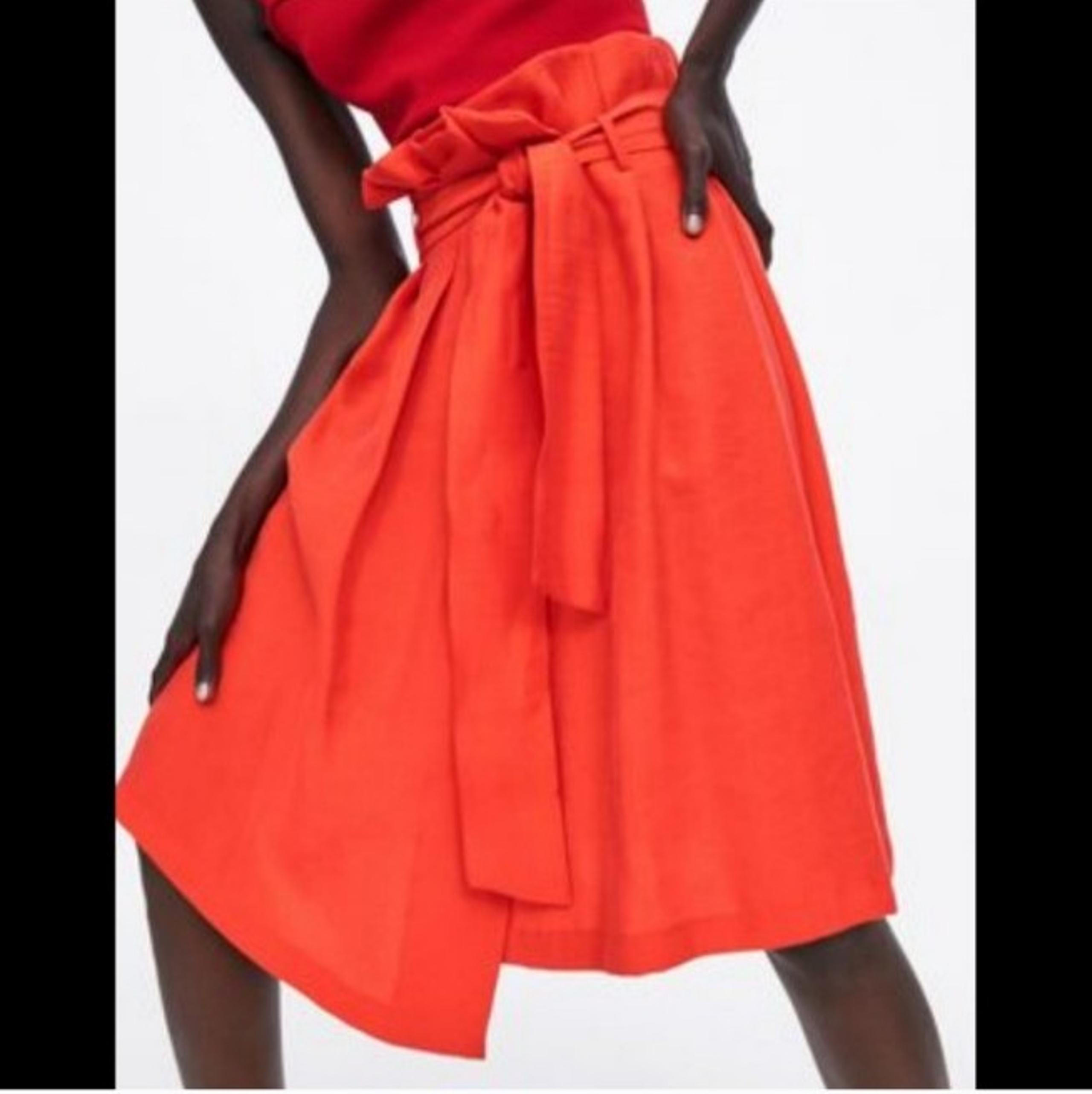 Zara orange asymmetric wrap skirt