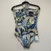 J Mclaughlin Aruba One Piece Bathing Suit 8 NEW 198 Blue Palm Tropical Swim