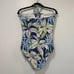 J Mclaughlin Aruba One Piece Bathing Suit 8 NEW 198 Blue Palm Tropical Swim