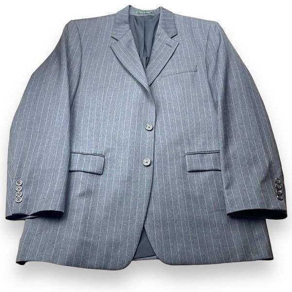 LAUREN Ralph Lauren Suit Jacket Mens 42L Charcoal Gray Pinstripe Wool Sport Coat