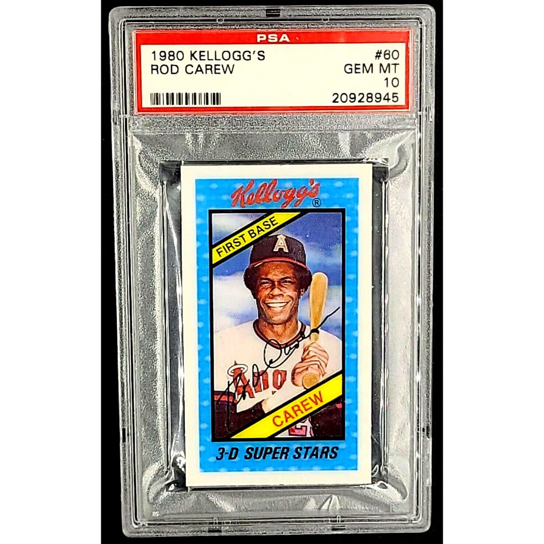1980 Kellogg's 3D #60 Rod Carew HOF PSA 10 Gem Mint POP 45 *PSA 10 Set Break*