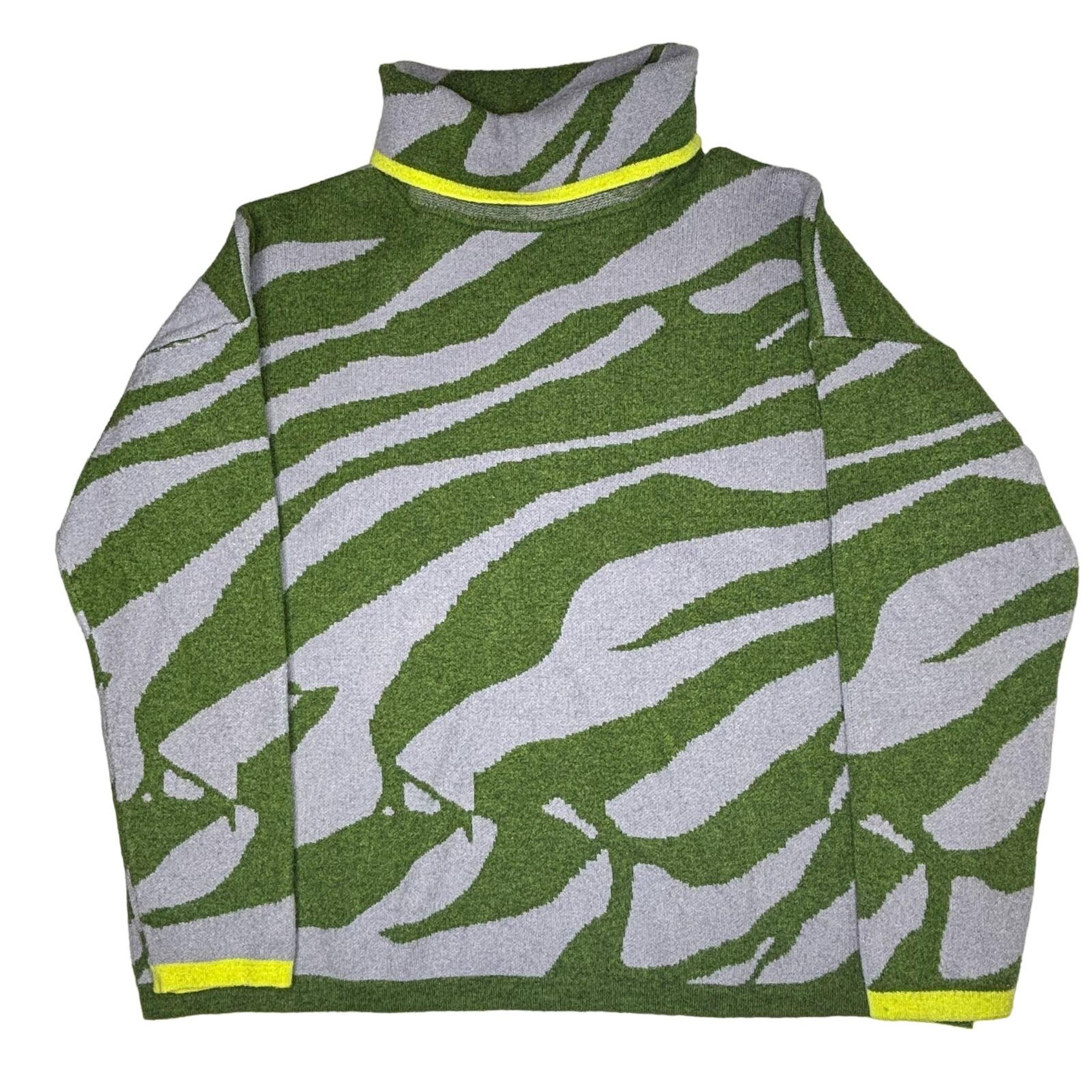 SHEIN Green/Gray Zebra Striped Women’s Long Sleeve Sweater size S