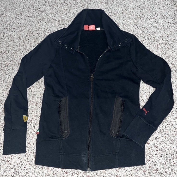 PUMA Scuderia Ferrari Branded Full-Zip Jacket Women’s Small Black Sweatshirt