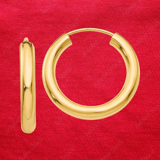 14k Polished Endless Tube Hoop Earrings