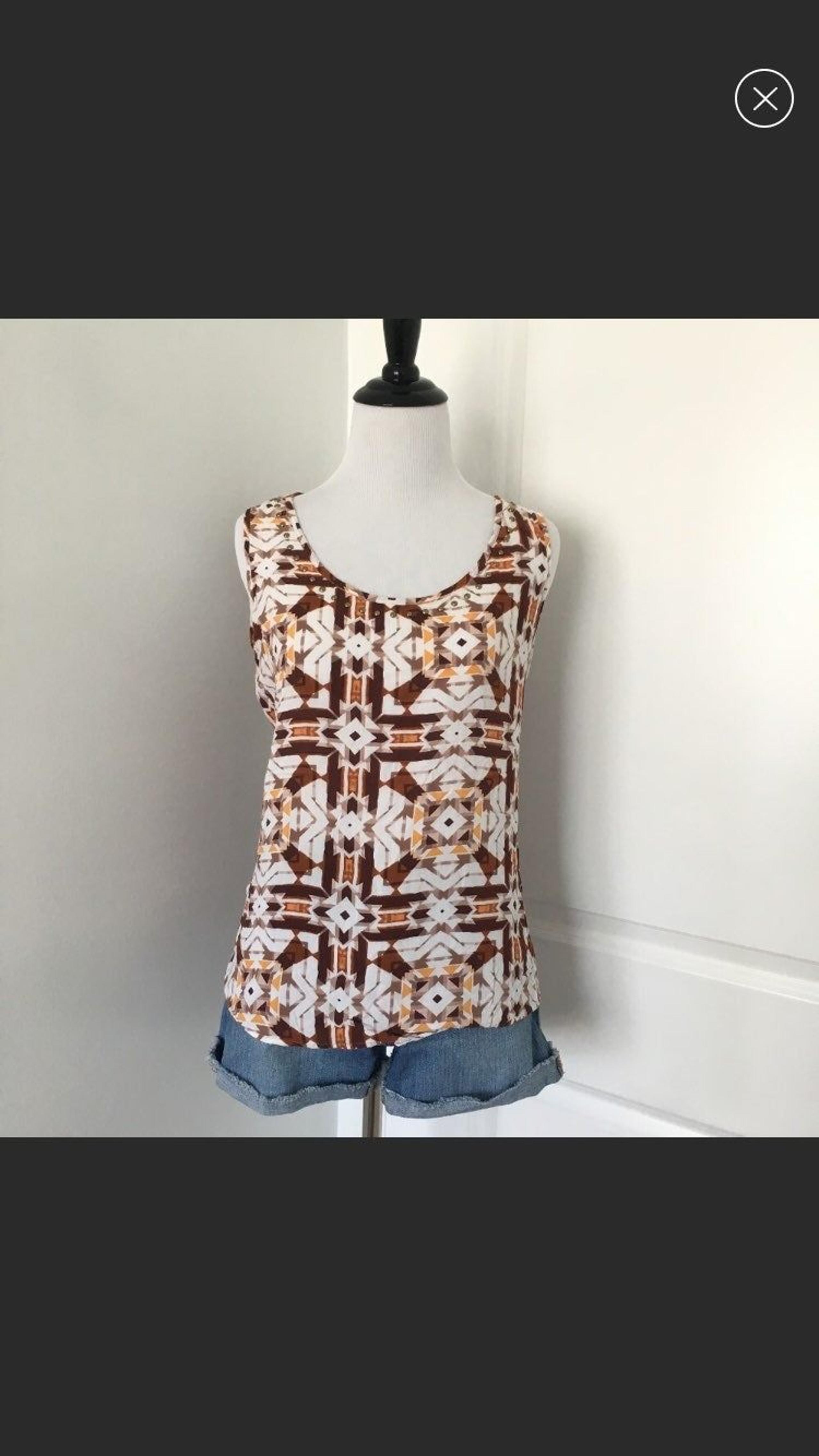 Brown Tile Print Top
