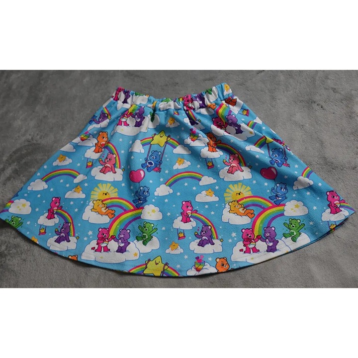 Shein Care Bears Skirt Girls 10Y Multicolor Elastic Waist Printed Knee Length