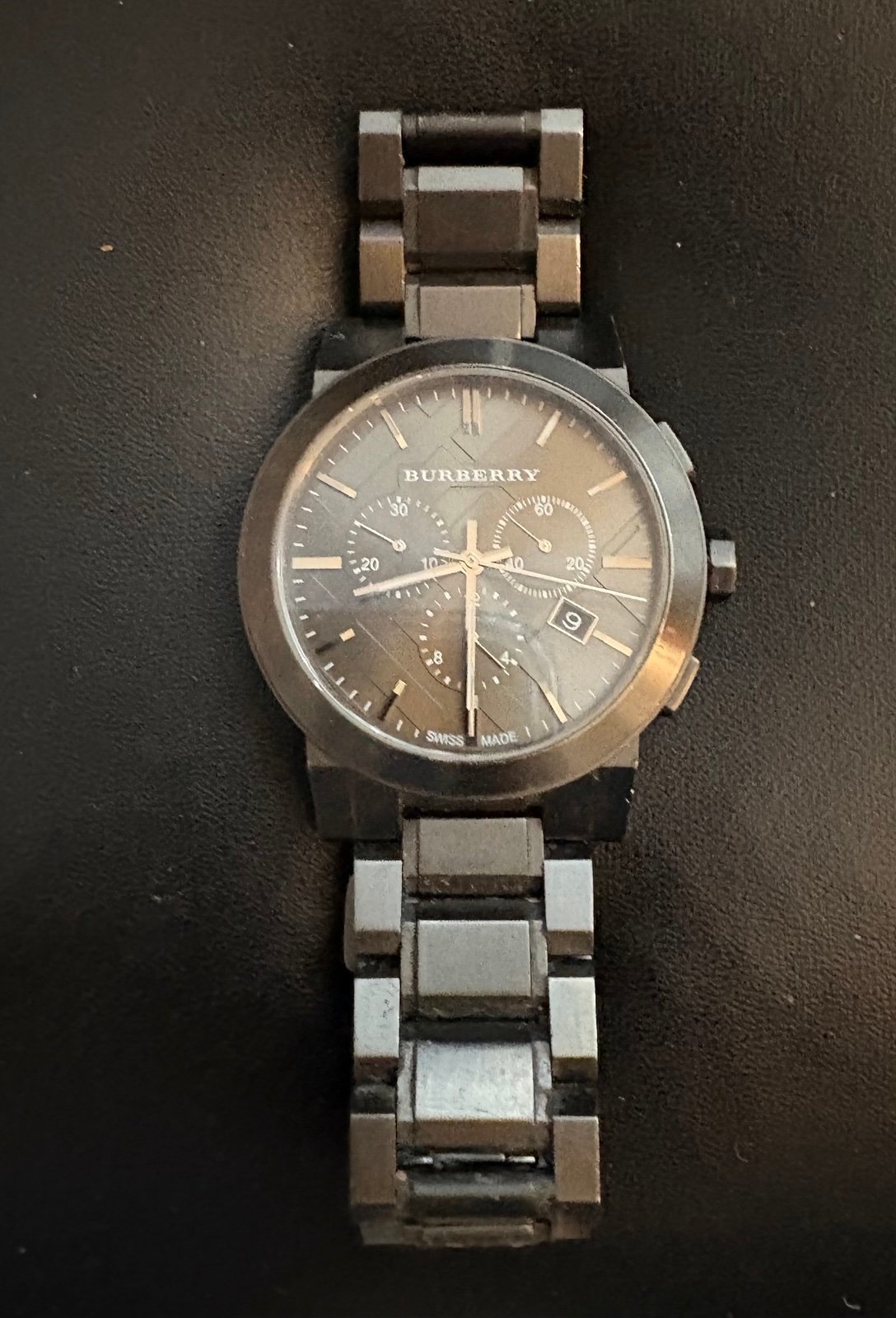 Burberry Mens BU9354 Stainless Steel Chronograph Watch Gunmetal FREE SHIPPING