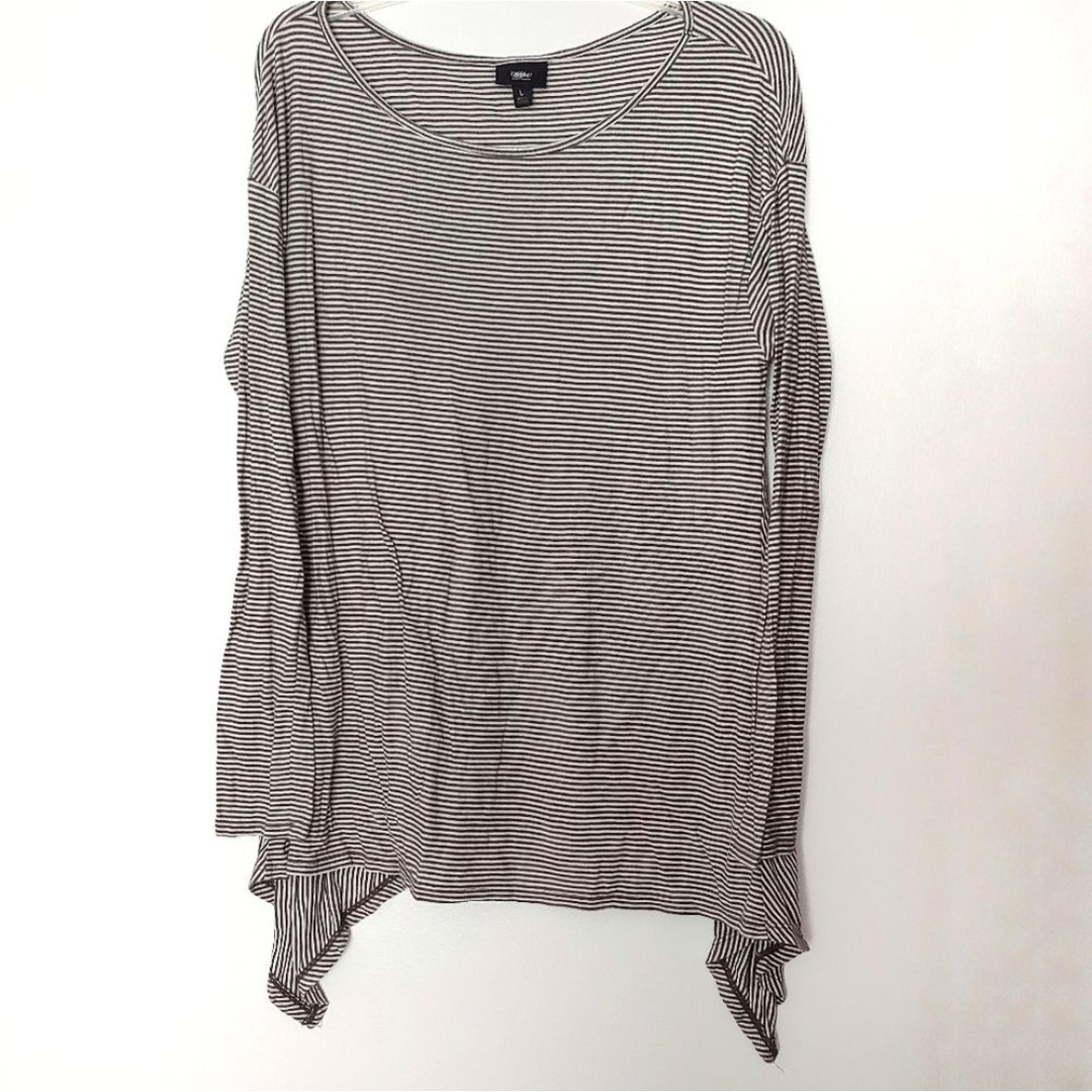 Mossimo Gray and White Stripe Tunic Top Size Large