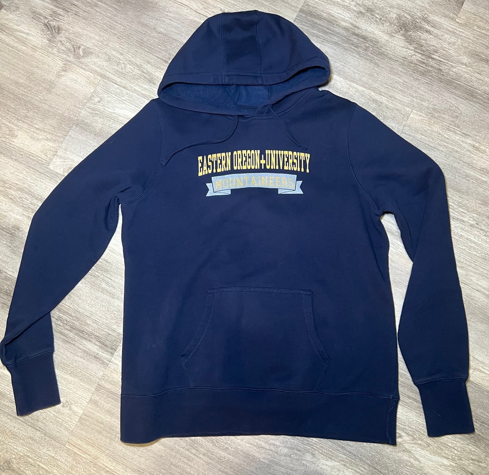 Eastern Oregon University, ladies, large blue hoodie