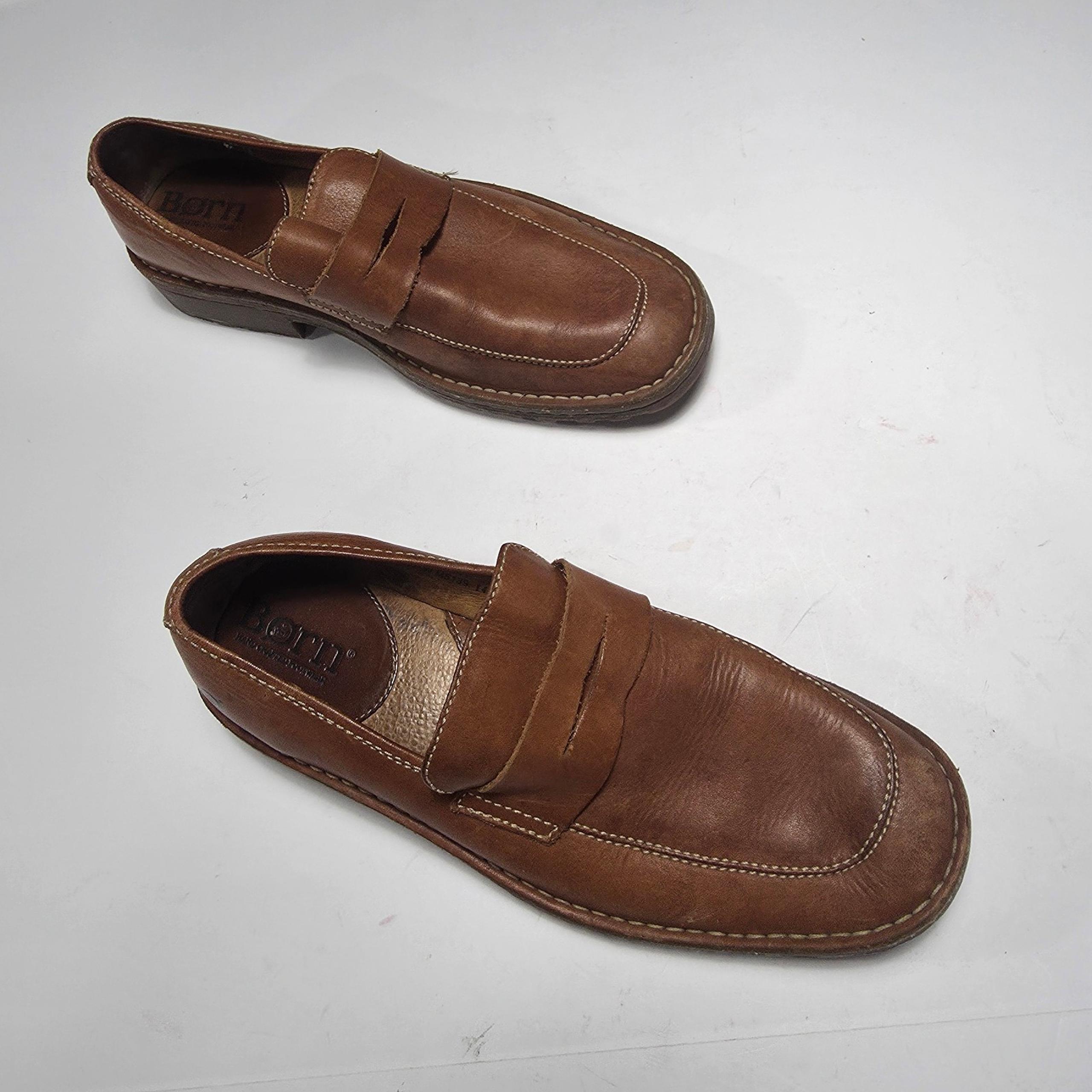 Born Men's Brown Leather Slip-on Loafers Size 8