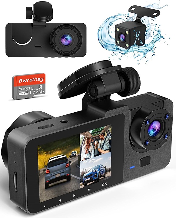 Dash Cam Front and Rear Inside, 4K/2.5K Full HD Dash Camera w/ 32GB SD Card