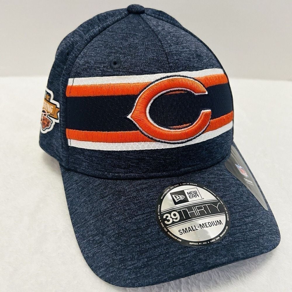 New Era Chicago Bears Thanksgiving Patch 39THIRTY Stretch Flex Hat Blue Sz S/M