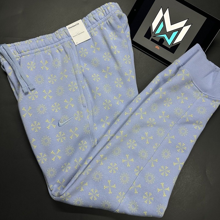 Nike NSW Club AOP Sweatpants Joggers Men’s Large Light Blue Yellow FJ1637-479