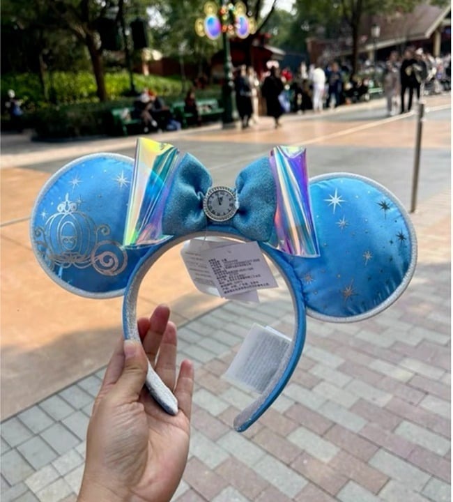 Disney Parks Cinderella Minnie Mouse Blue Ears 2024 Headband