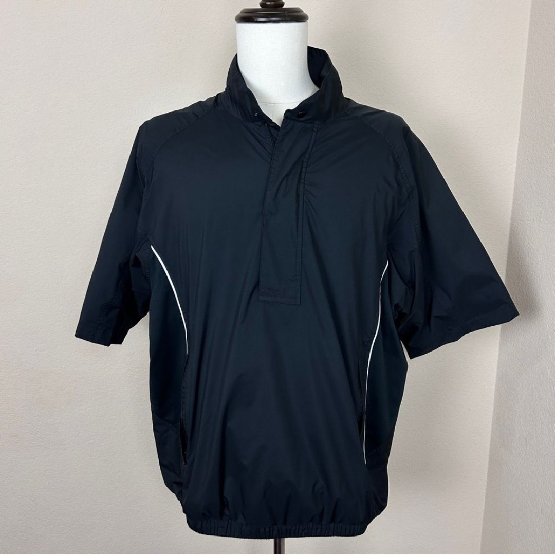 FootJoy DryJoys Black 1/2 Sleeve Pullover Golf Rain Jacket SIZE LARGE