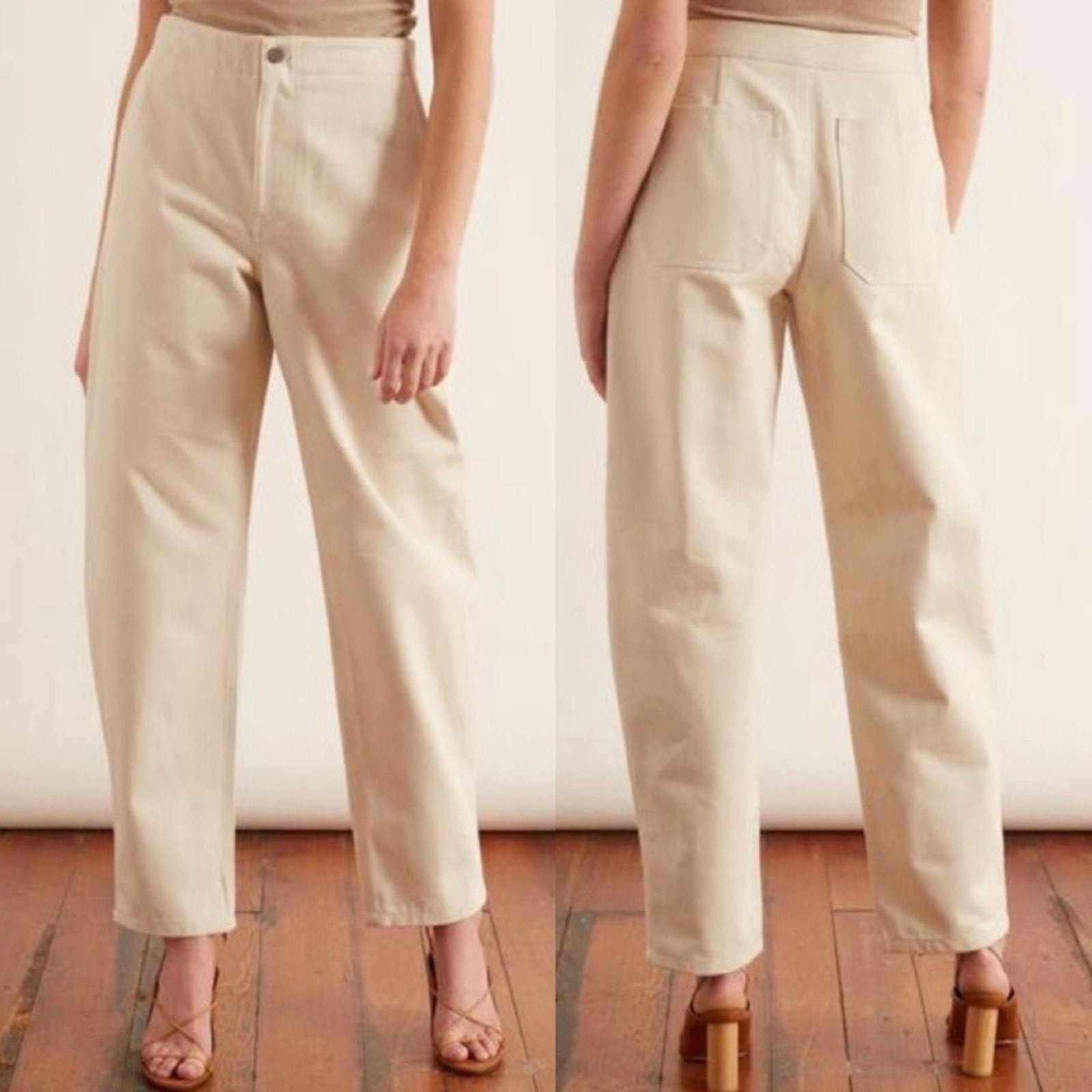Deveaux Opal High-Rise Straight Cotton Pants Size 12