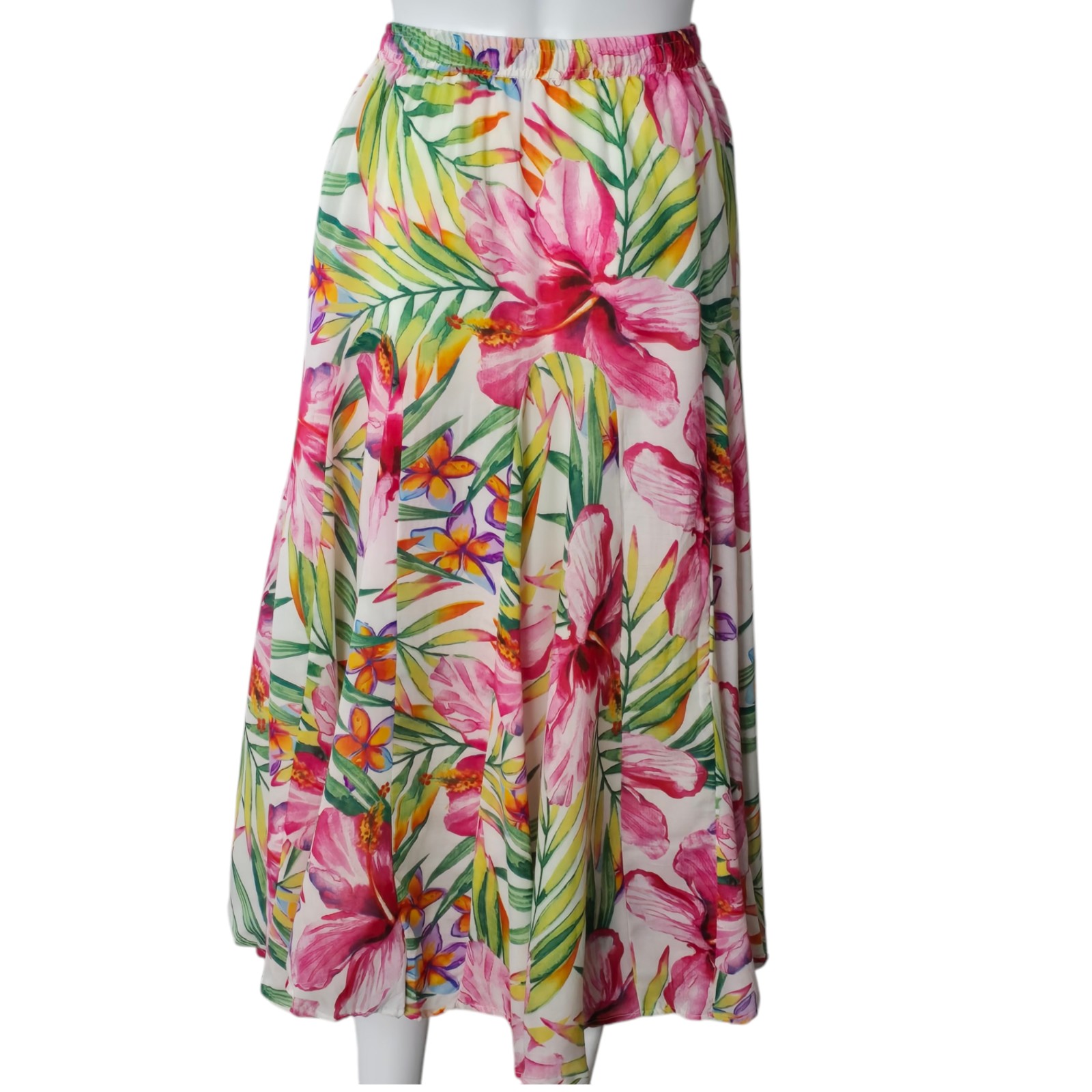 Westport Multicolored Tropical Floral Pull On Midi Peasant Skirt Size Large