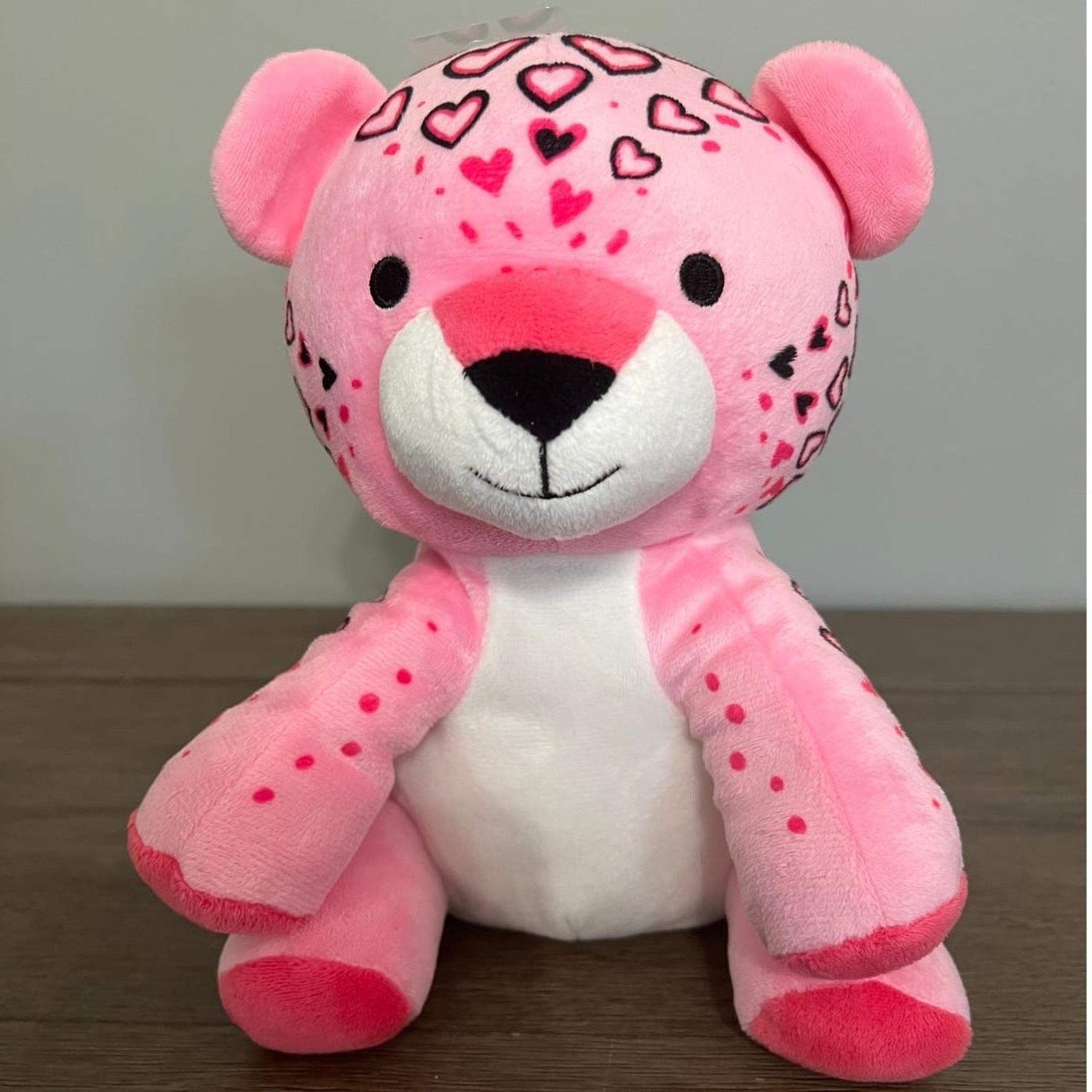 Hallmark Pink Cheetah Leopard Cat Plush Stuffed Hearts Valentine Sweetheart