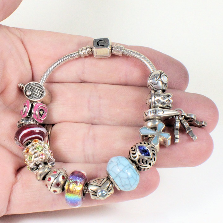 925 Chamilia Charm Bracelet With 13 Charms/3 Spacers, 7 1/4\