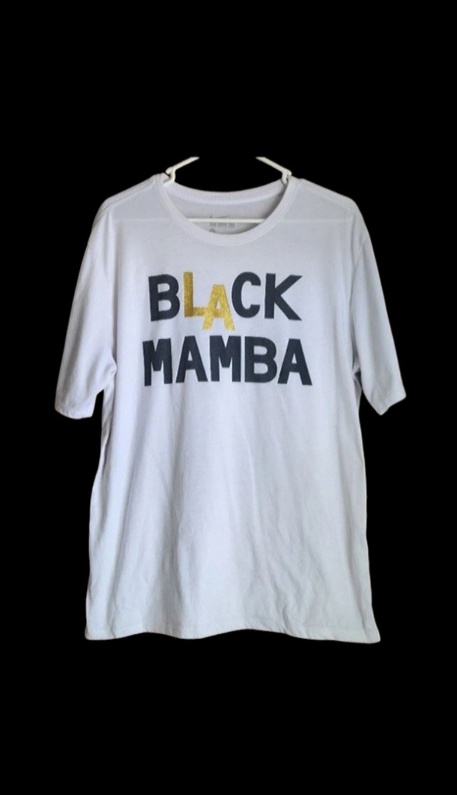 Rare Mens Nike Kobe Bryant Black & Gold Mamba White T-Shirt Casual Swag Large
