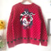 Eddie Bauer 80s Vintage 100% Wool Crewneck Red Christmas Sweater Size M