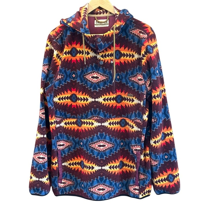 Y2K Vintage Dravus Men's Southwest Aztec Print Fleece Hoodie XL Relaxed Fit