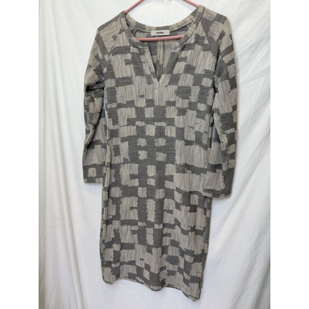 Humanoid Dress Womens Small Cotton Blend Checkered Minimalist Quiet Luxury
