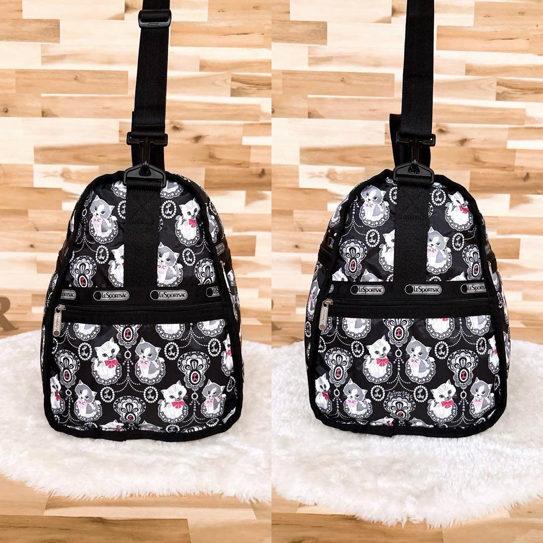 Rare LeSportsac Cat/Kitten Lace Pattern 2-Way Boston Bag