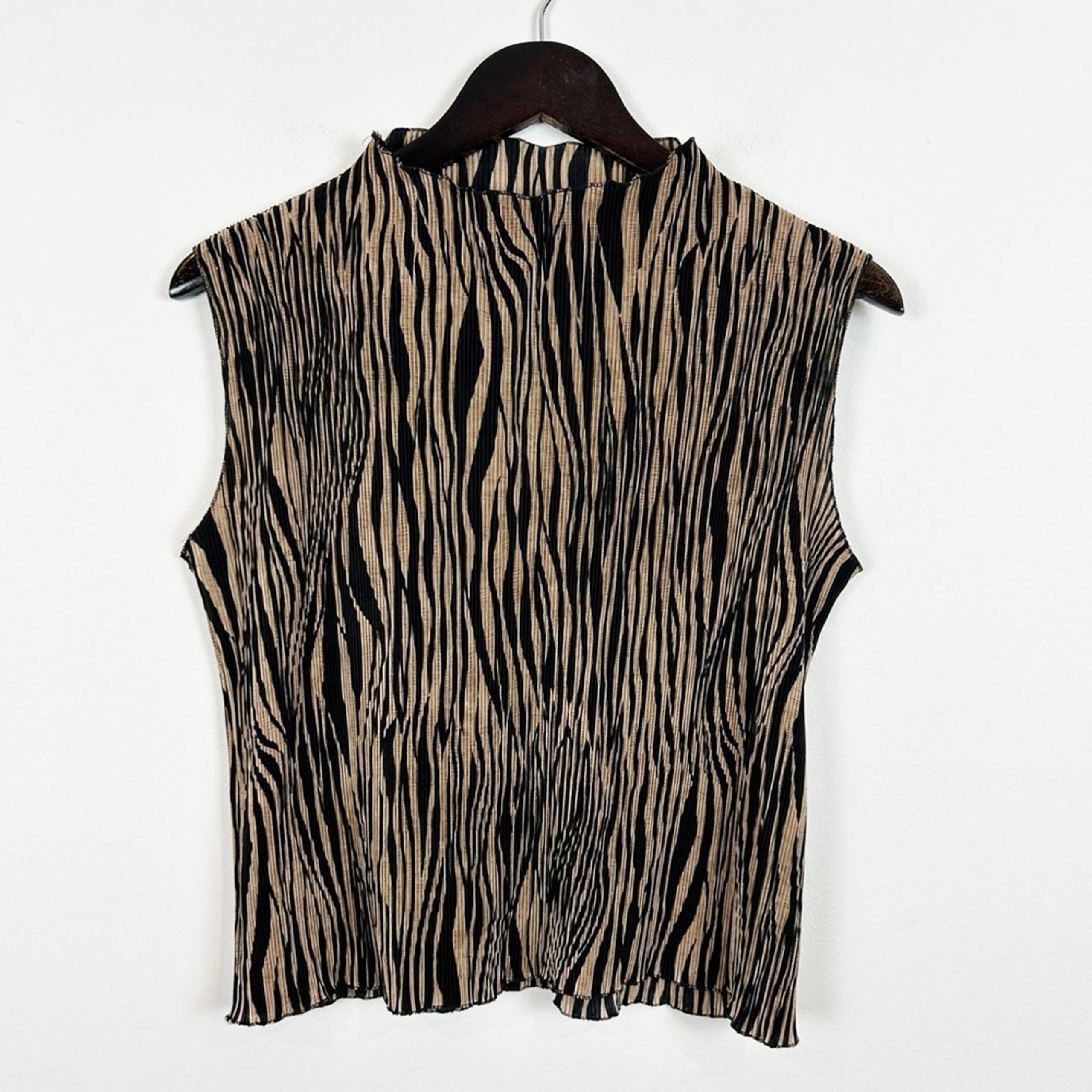 Jaipur Vintage High Neck Sleeveless Blouse Black and Beige Size Small
