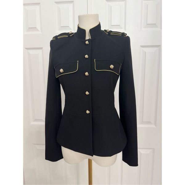 Express Womens Black Long Sleeve Button Front Military Style Jacket Size XS